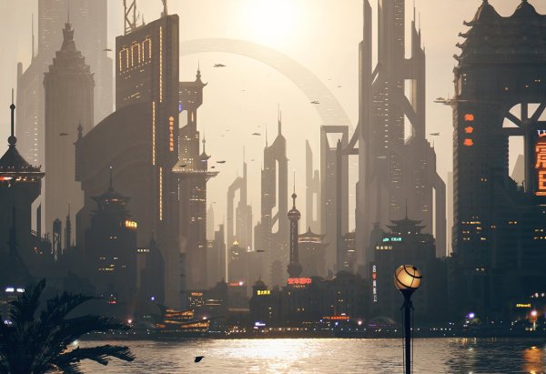 Город будущего силуэт