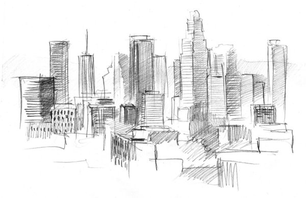 Город рисунок карандашом