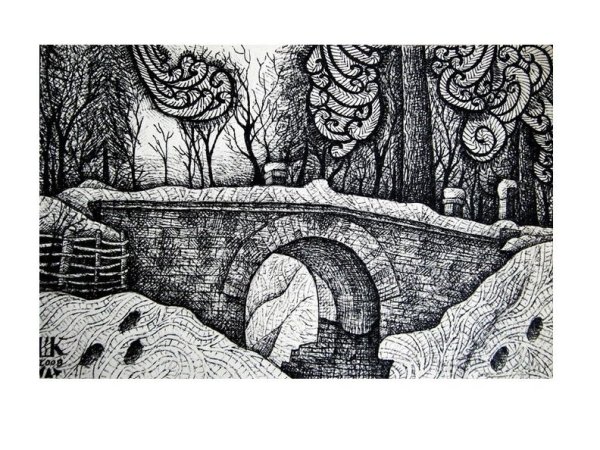 Декоративный пейзаж в графике