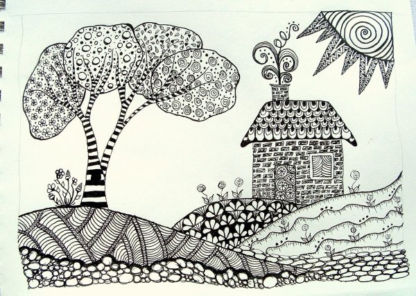 Декоративный пейзаж в графике