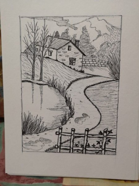 Пейзаж ручкой