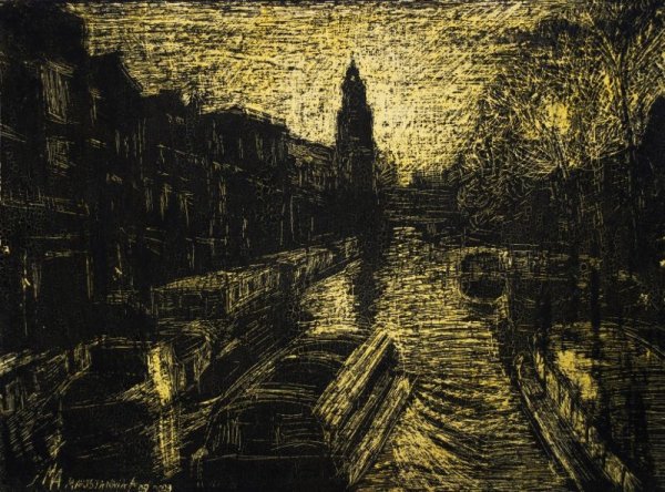 Граттаж пейзаж