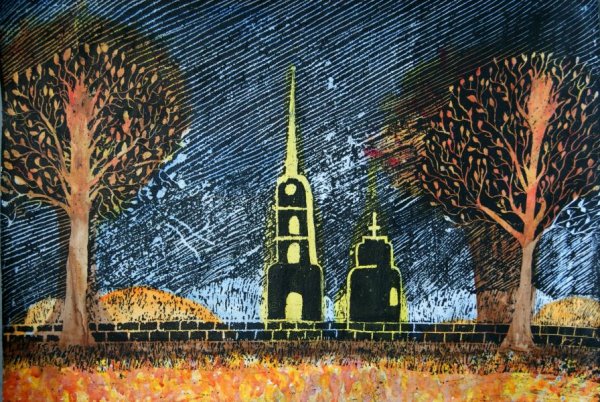 Техника граттаж зима