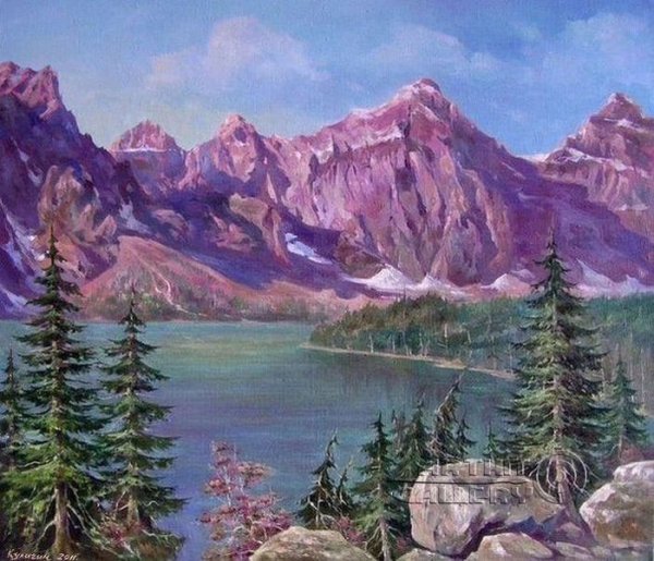 Живопись горный пейзаж акрил Алтай