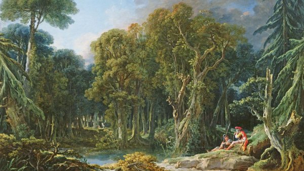 Франсуа Буше пейзаж с отшельником