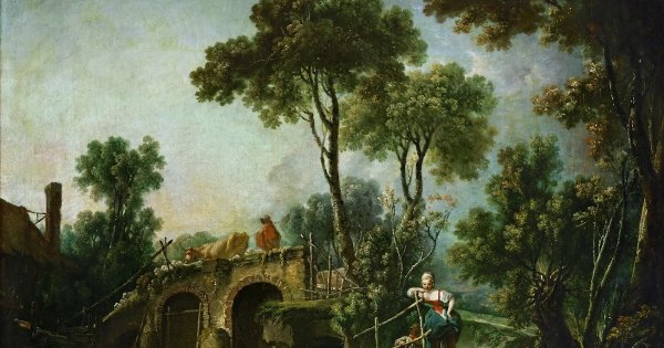 Франсуа Буше пейзаж с отшельником