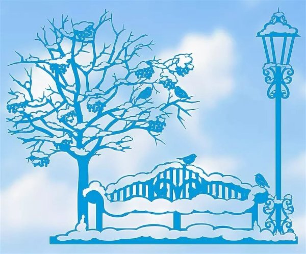 Вытынанка зимний пейзаж