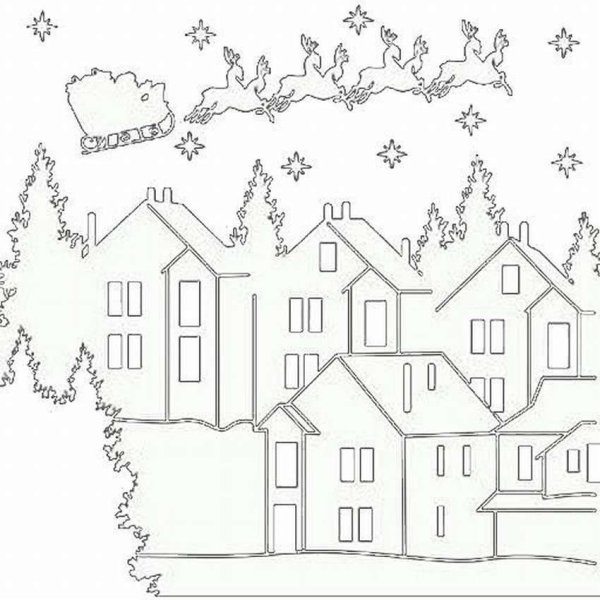 Новогодние украшения на окна домики