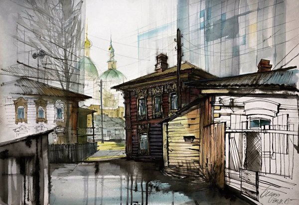 Лобарева Вероника художник картины иркутские улочки
