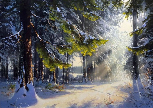 Художник Виктор Юшкевич зимние пейзажи