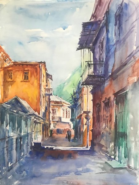 Картина улочки Тбилиси акварель
