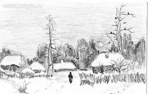 Зимний пейзаж набросок