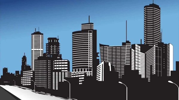 Силуэт человека в городском пейзаже