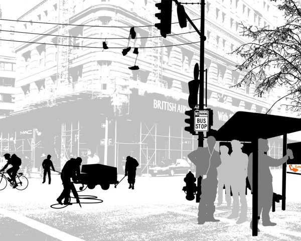 Силуэт городской улицы