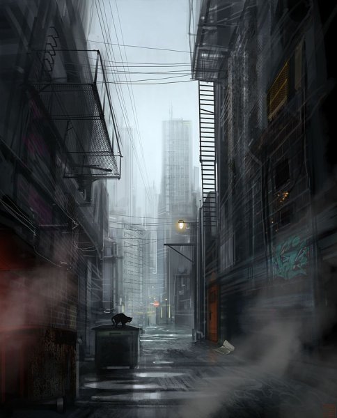 Переулок темный Cyberpunk