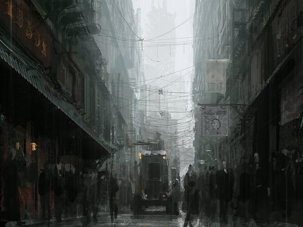 Дождливый город арт