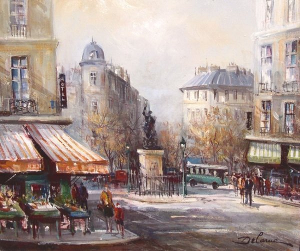 Картины художника Lucien Delarue. Городской пейзаж