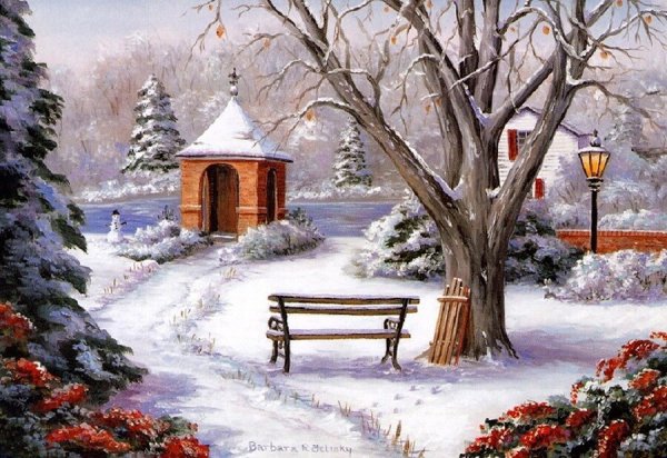 Заснеженный сад в живописи