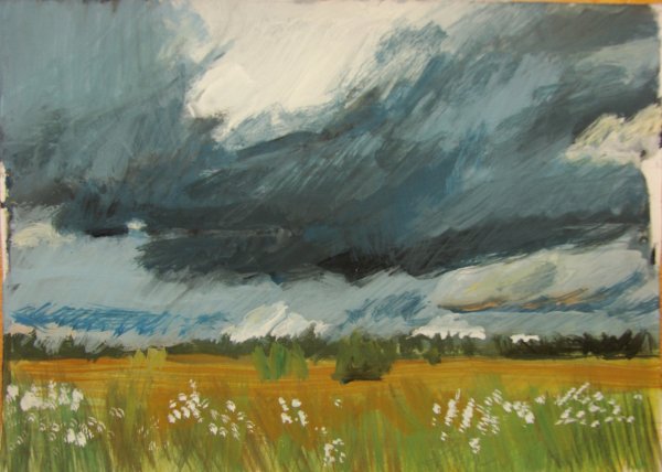 Пейзаж темпера Этюд