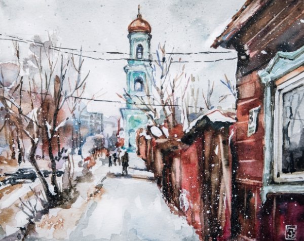 Картина акварелью Калуга