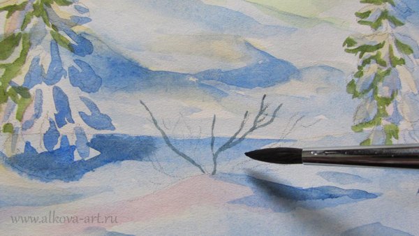 Правополушарное рисование зима