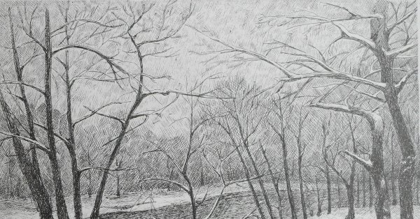 Пейзаж графическими материалами