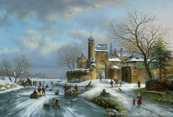 Река замерзла картина Ушаковой