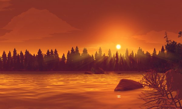 Firewatch лес река горы