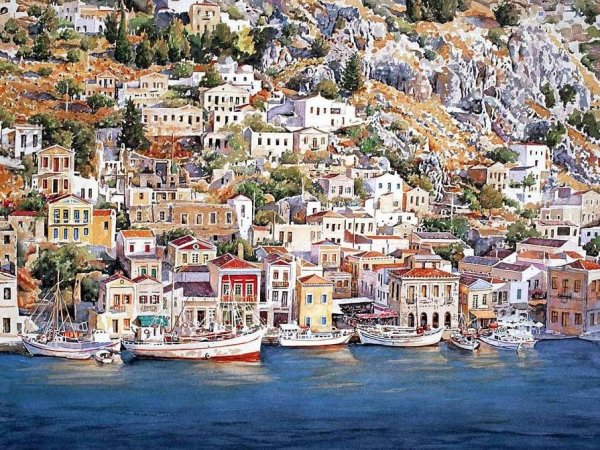 Море живопись акварель Пантелис Зографос