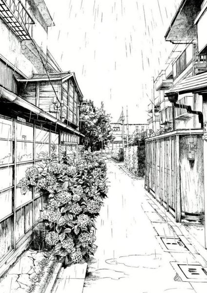 Пейзаж в перспективе карандашом