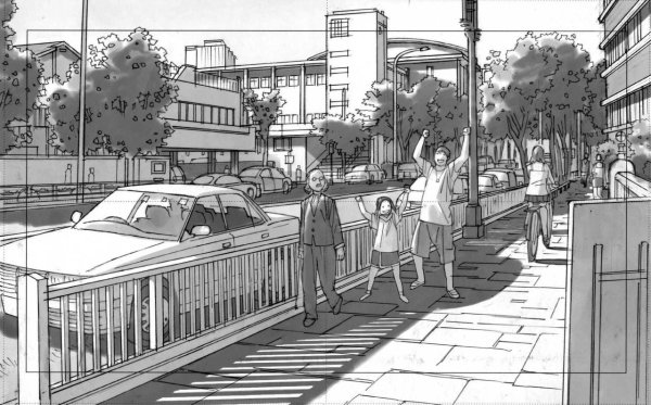 Манга иллюстрация города