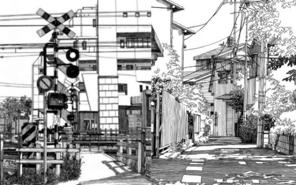 Манга пейзажи города