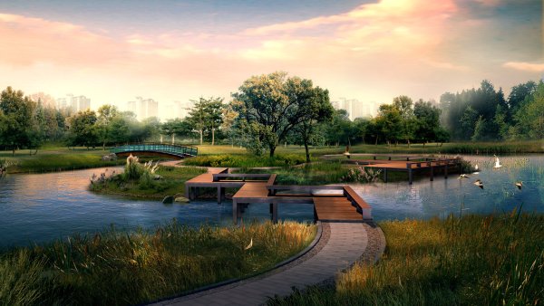 Парк с прудом