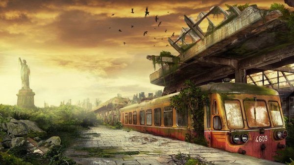 Постап город арт