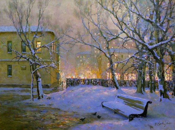 Художник Юрий Обуховский Сумерки на чистых прудах