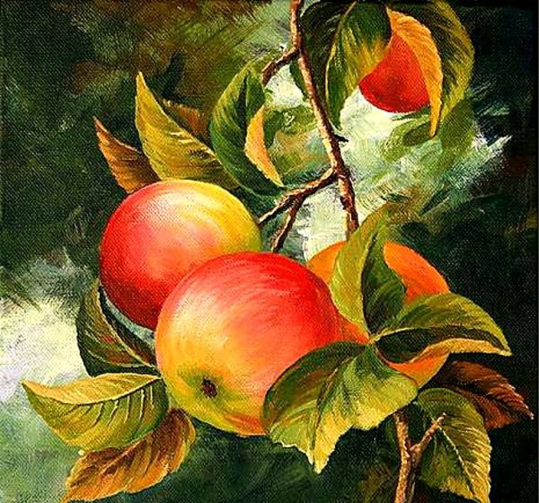 Яблоки живопись август Абакумов
