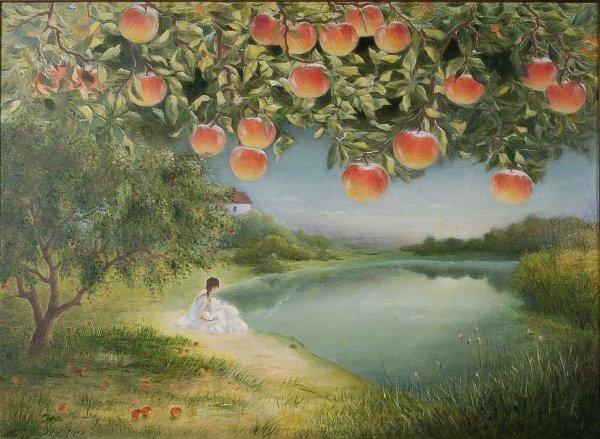 Яблони живопись август Абакумов