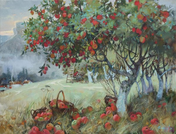 Яблоки живопись август Абакумов