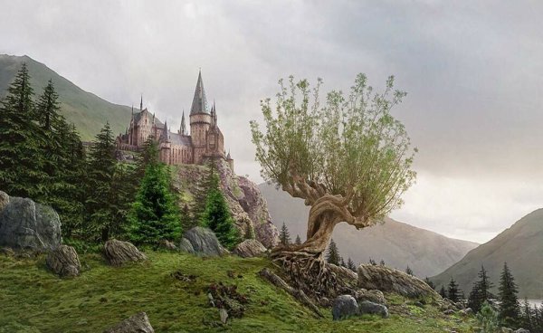 Гарри Поттер замок Хогвартс арт