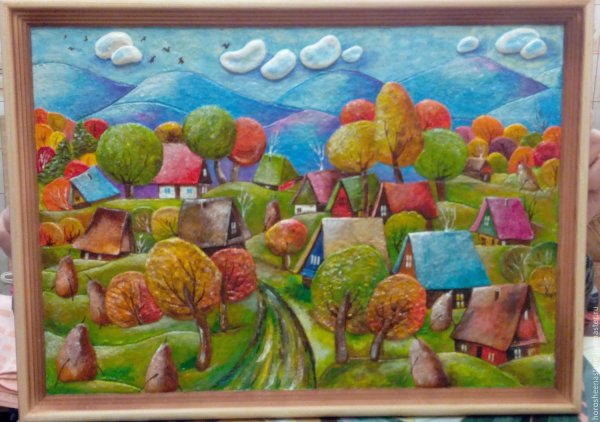 Пластилиновая живопись осень