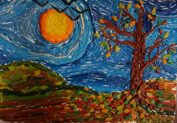 Пластилиновая живопись осень