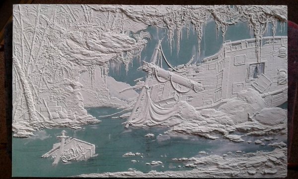 Барельеф на стене море