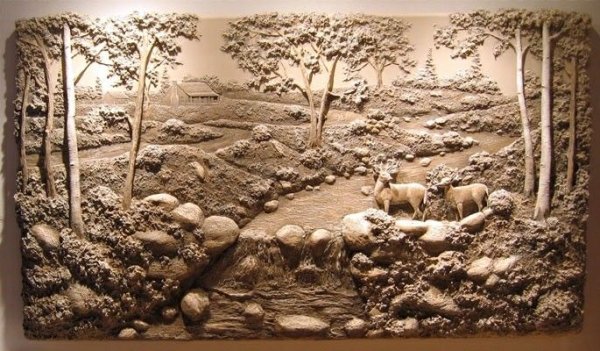 Барельеф деревья на камнях