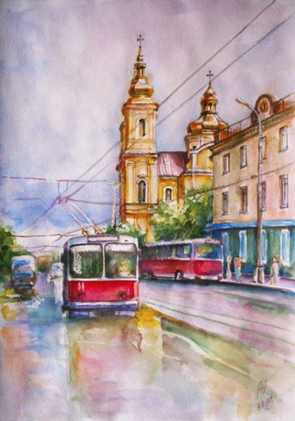 Акварель Владимира Тупоршина пейзажи города
