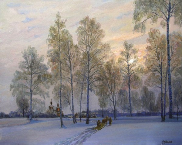 Художник Эдуард Панов зимний пейзаж