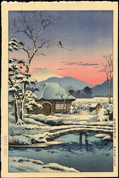 Японские Гравюры укиё-э зима