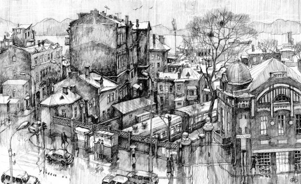 Городской пейзаж Векторная Графика