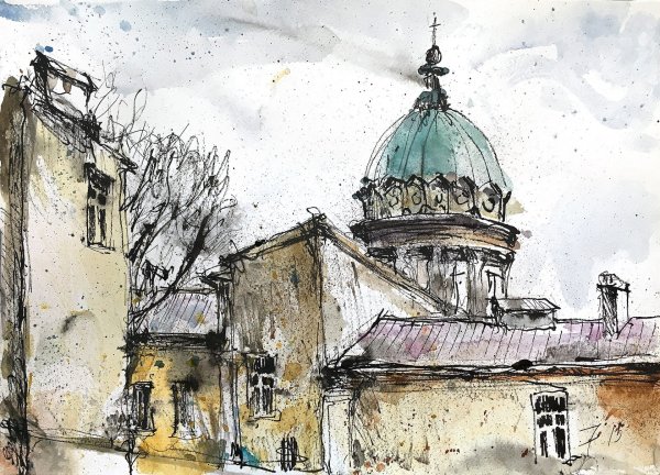 Этюд городской пейзаж Иркутск