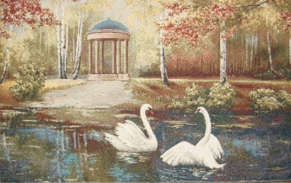 Летний пейзаж с лебедями