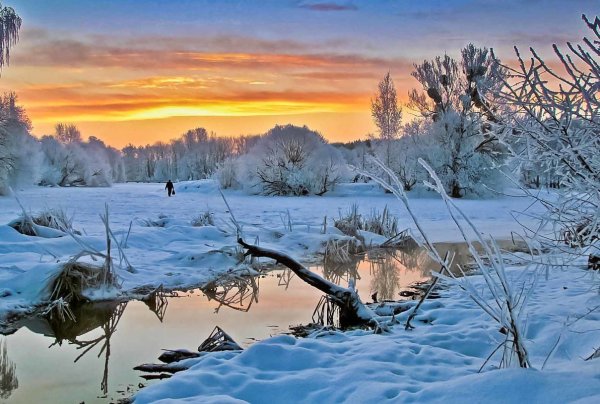 Пейзаж зимнее утро